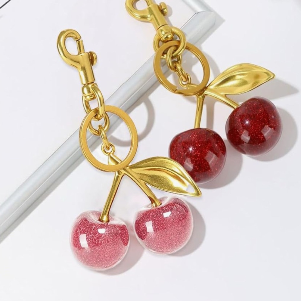 Sold separately Glitter Cherry Bag Charm Keychains Cute Key Chains
